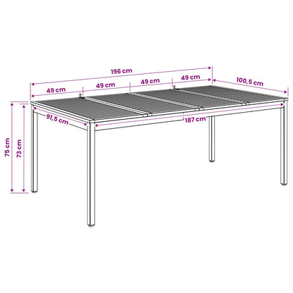 vidaXL Garden Dinner Table Natural and Coffee 196 x 100.5 x 75 cm