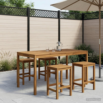 vidaXL Garden Bar Table White 196 x 100 x 105 cm Solid Acacia Wood