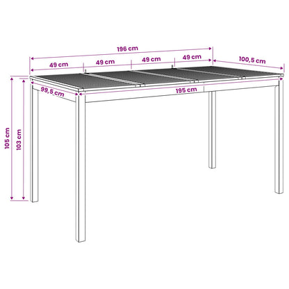 vidaXL Garden Bar Table White 196 x 100 x 105 cm Solid Acacia Wood