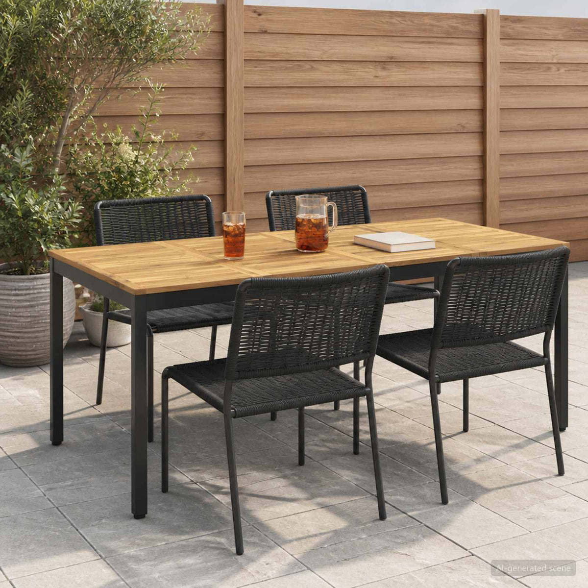 vidaXL Garden Dinner Table White and Black 196 x 100.5 x 75 cm