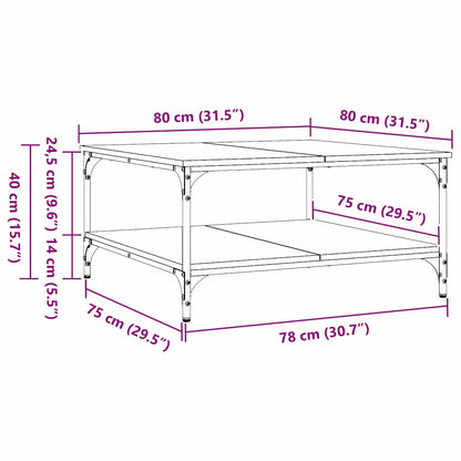 vidaXL Coffee Table Black oak 80 x 80 x 40 cm Engineered Wood