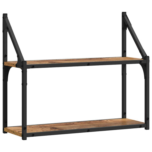 vidaXL Wall Shelf with Shelf Old wood 60 x 21 x 51 cm Engineered Wood