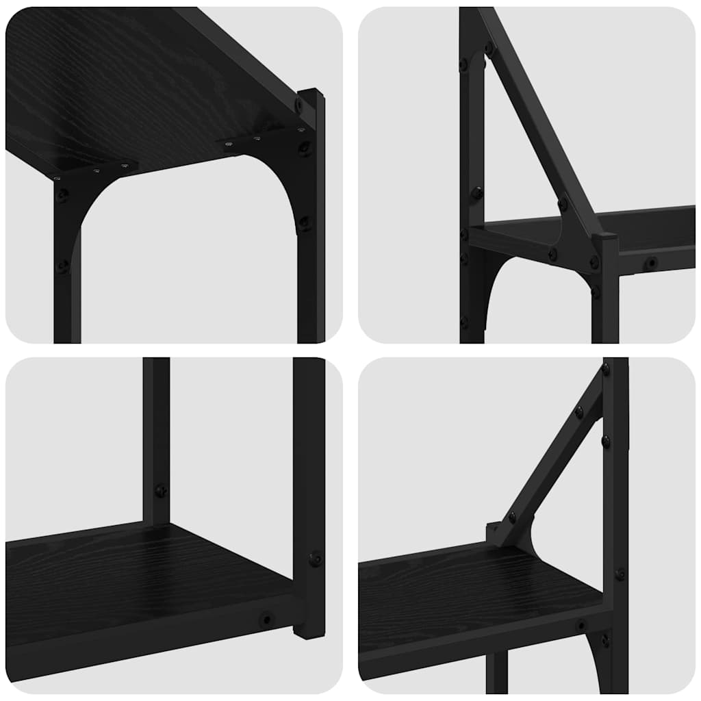 vidaXL Wall Shelf with Shelf Black oak 60 x 21 x 51 cm Engineered Wood