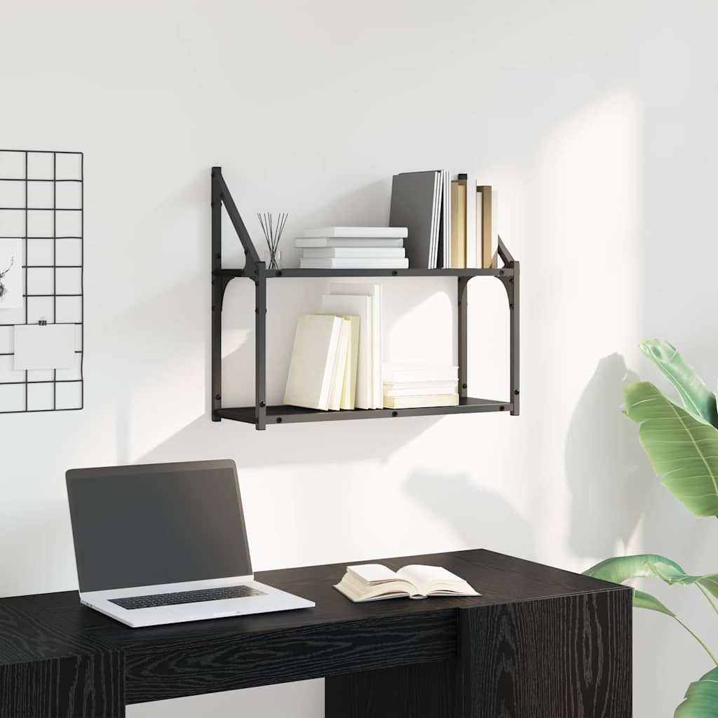 vidaXL Wall Shelf Wall-Mounted Black oak 60 x 21 x 51 cm