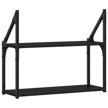 vidaXL Wall Shelf with Shelf Black oak 60 x 21 x 51 cm Engineered Wood