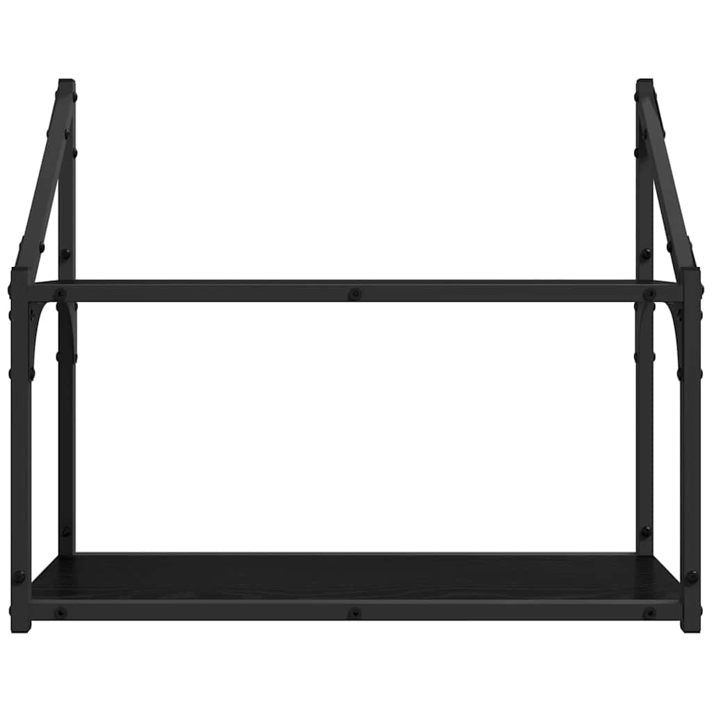vidaXL Wall Shelf with Shelf Black oak 60 x 21 x 51 cm Engineered Wood
