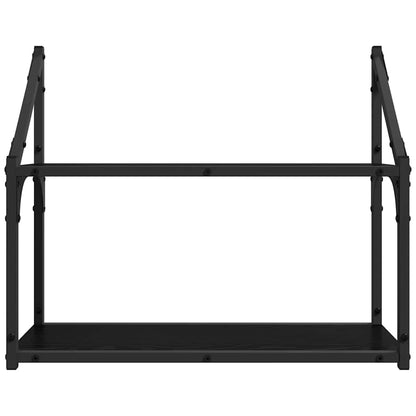 vidaXL Wall Shelf with Shelf Black oak 60 x 21 x 51 cm Engineered Wood