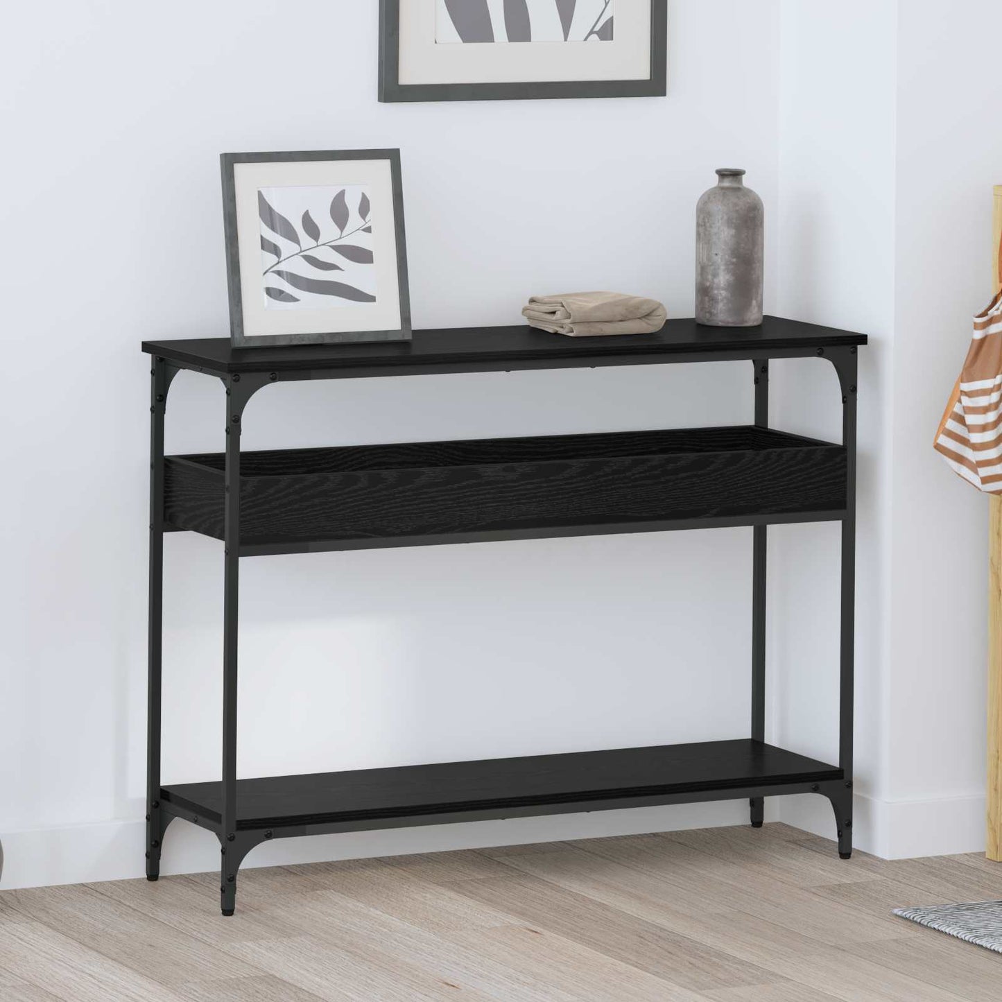 vidaXL Console Table Black oak 100 x 29 x 75 cm Engineered wood