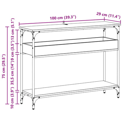 vidaXL Console Table Black oak 100 x 29 x 75 cm Engineered wood