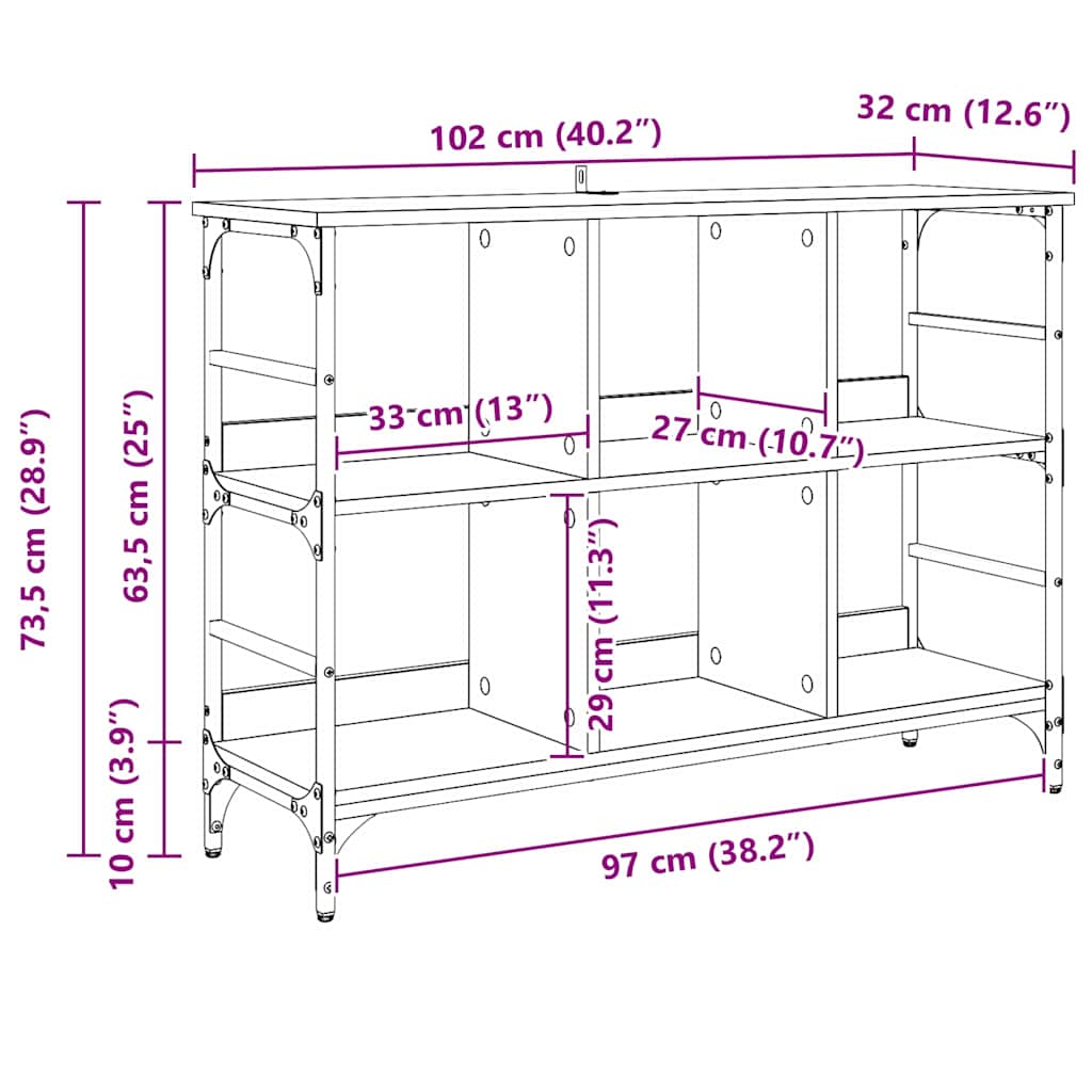 vidaXL Sideboard Artisan Oak 102 x 32 x 73.5 cm
