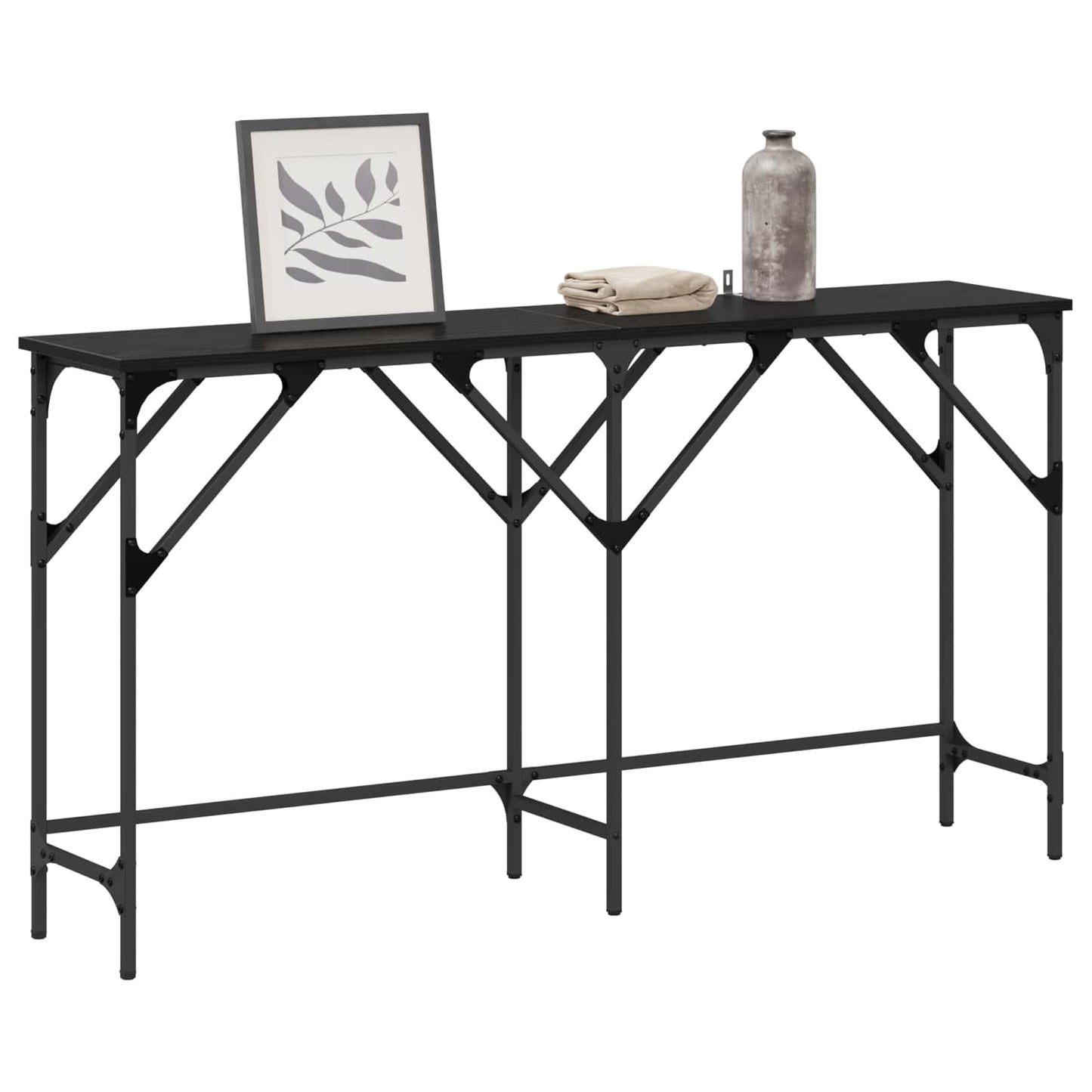 vidaXL Console Table Black Oak 140 x 29 x 75 cm Engineered Wood