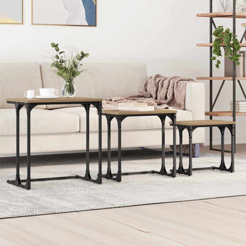 vidaXL Nesting Coffee Table 3 pcs Artisan oak 50.5 x 35 x 53 cm
