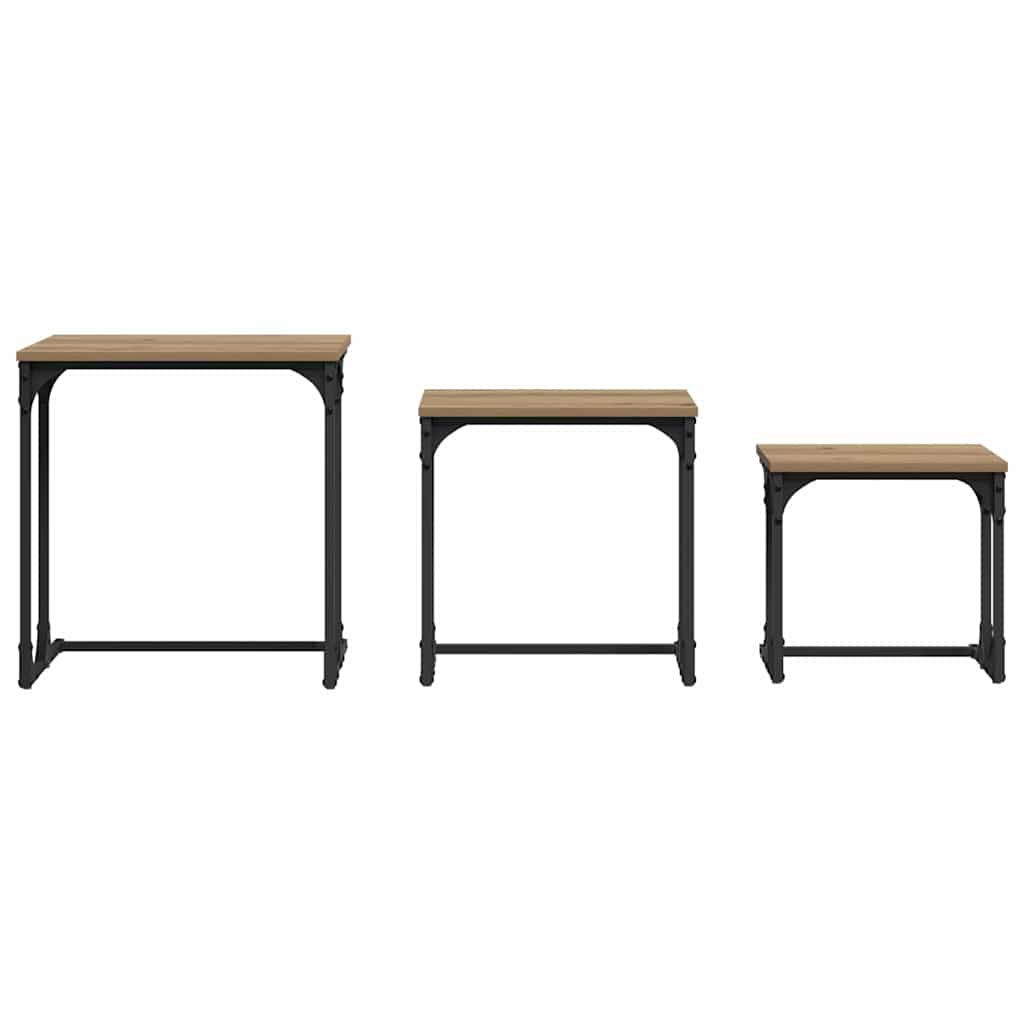 vidaXL Nesting Coffee Table 3 pcs Artisan oak 50.5 x 35 x 53 cm