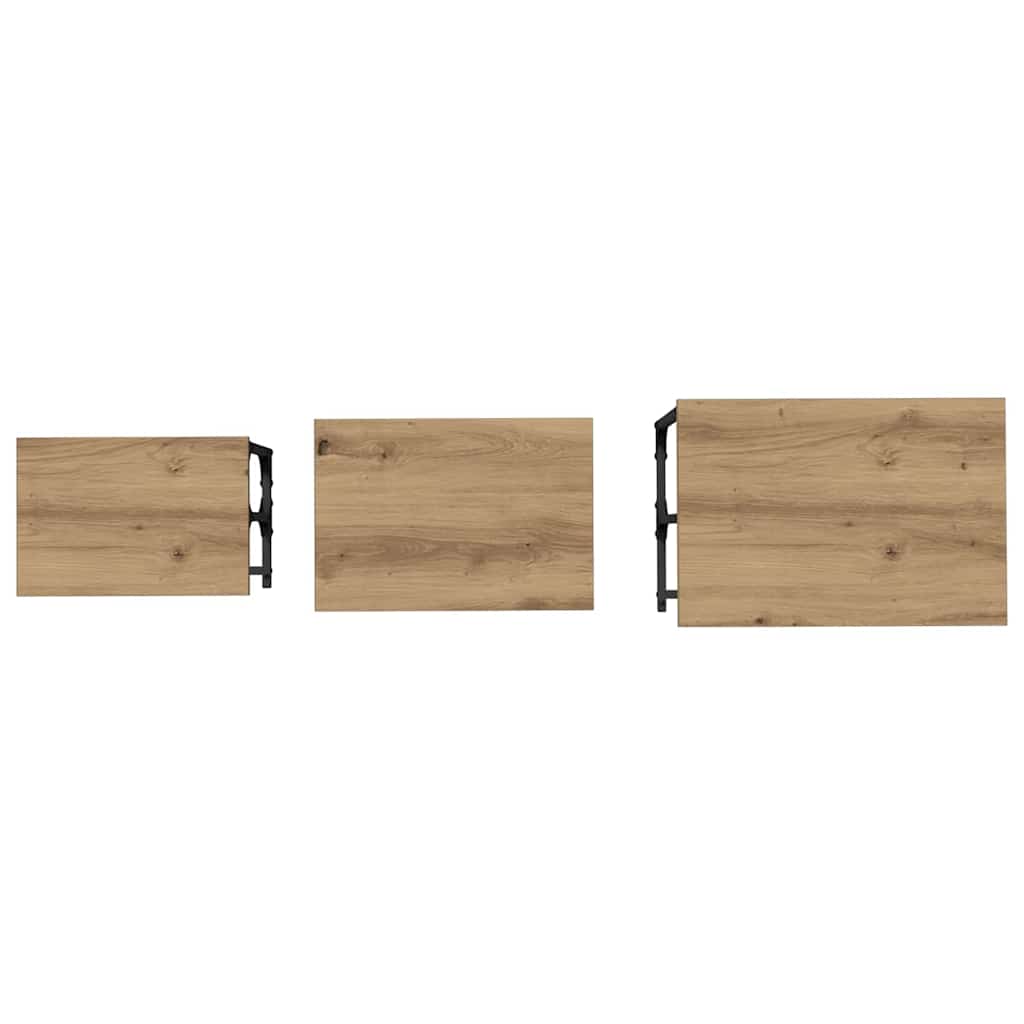 vidaXL Nesting Coffee Table 3 pcs Artisan oak 50.5 x 35 x 53 cm