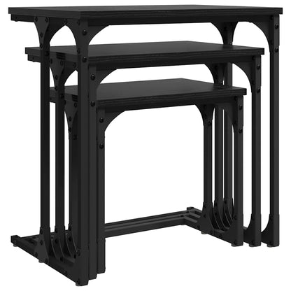 vidaXL Nesting Coffee Table 3 pcs Black oak Engineered wood