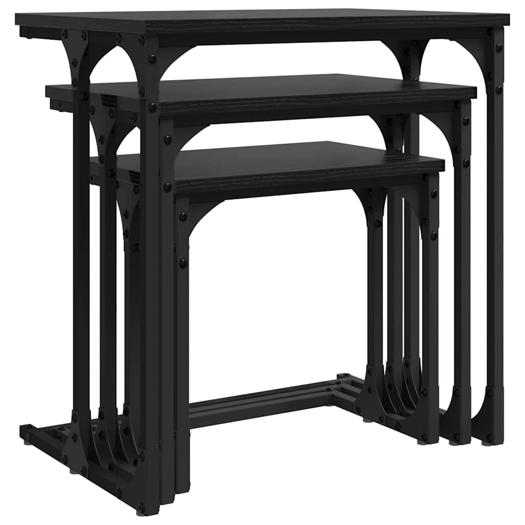 vidaXL Nesting Coffee Table 3 pcs Black oak 50.5 x 35 x 53 cm