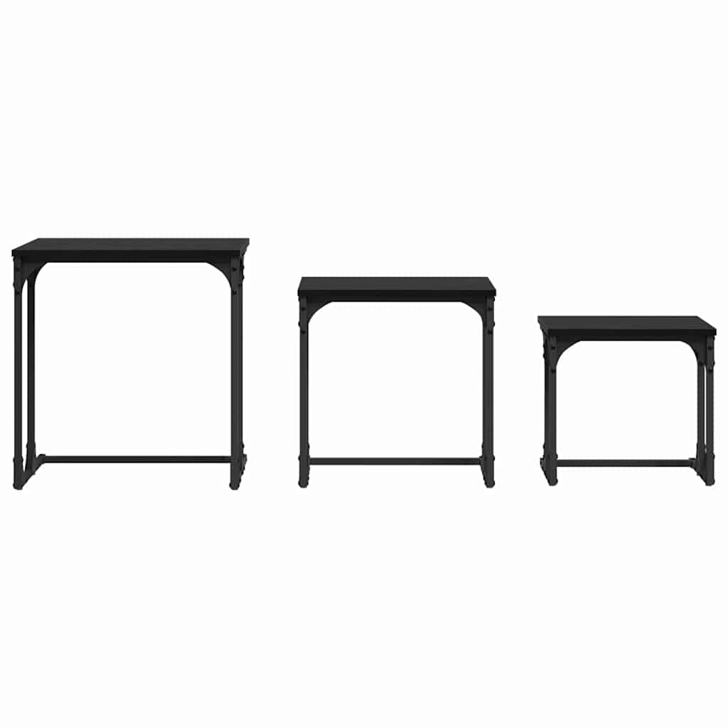 vidaXL Nesting Coffee Table 3 pcs Black oak Engineered wood