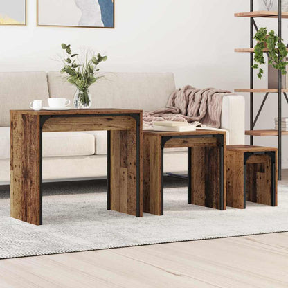 vidaXL Coffee Table 3 pcs Old Wood Engineered wood