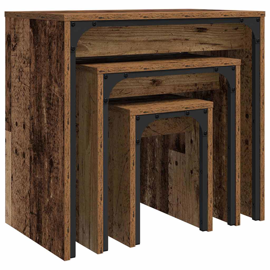 vidaXL Coffee Table 3 pcs Old Wood Engineered wood