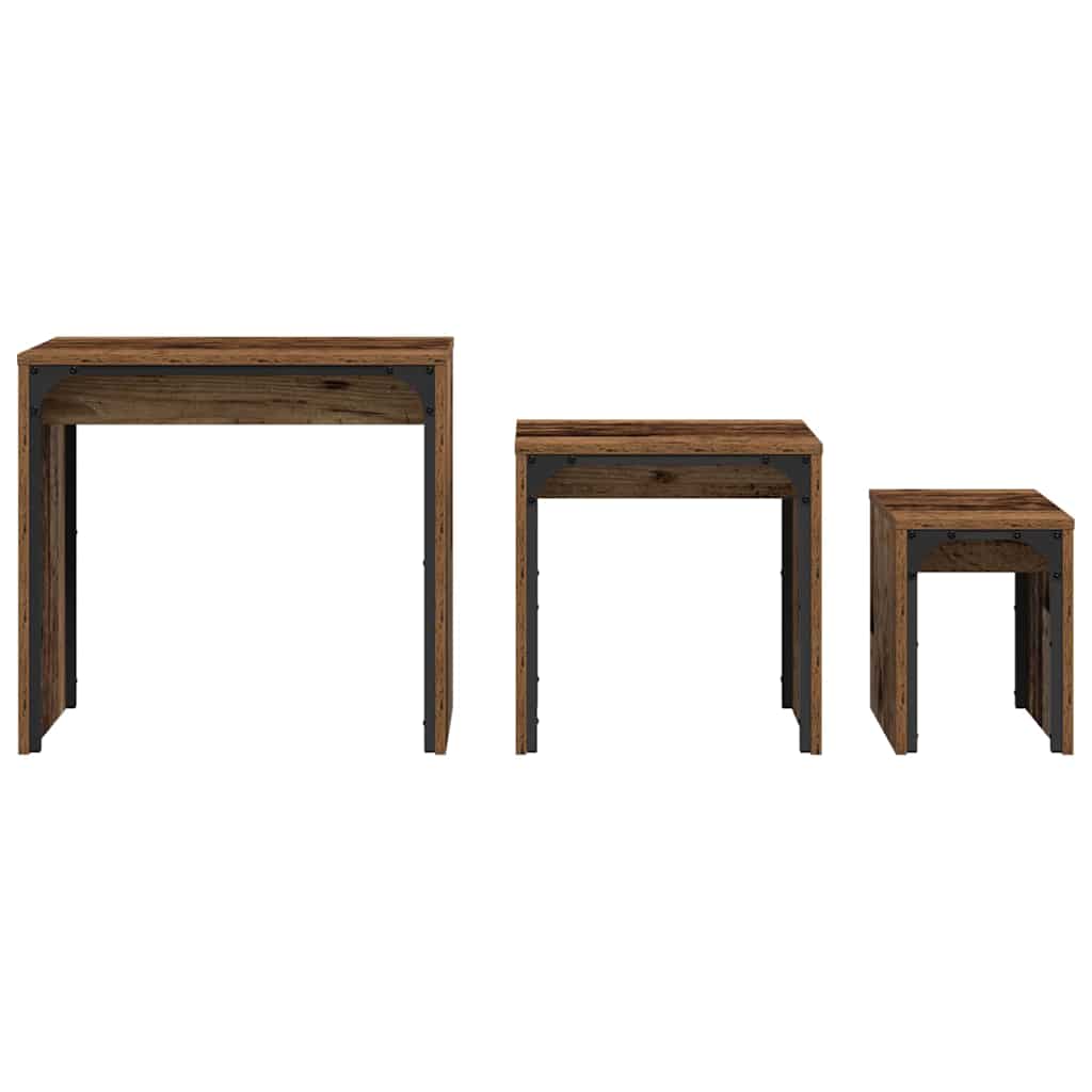 vidaXL Coffee Table 3 pcs Old Wood Engineered wood
