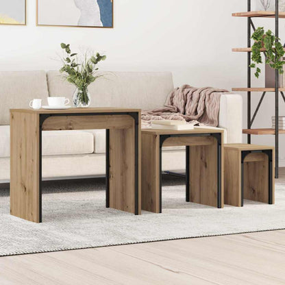vidaXL Coffee Table 3 pcs Artisan Oak 60 x 35 x 56 cm Engineered wood