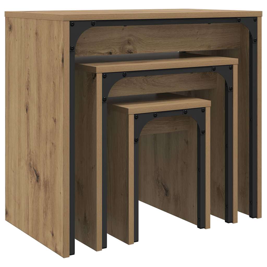 vidaXL Coffee Table 3 pcs Artisan Oak 60 x 35 x 56 cm Engineered wood