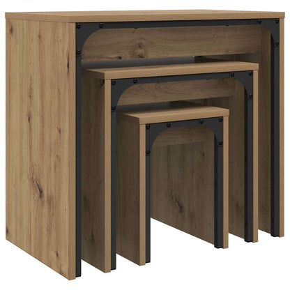 vidaXL Coffee Table 3 pcs Artisan Oak 60 x 35 x 56 cm Engineered wood