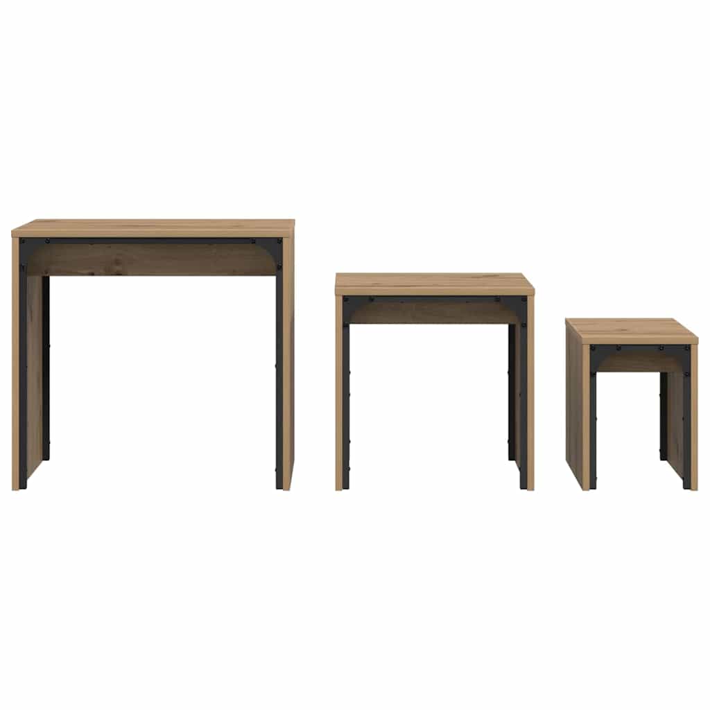 vidaXL Coffee Table 3 pcs Artisan Oak 60 x 35 x 56 cm Engineered wood