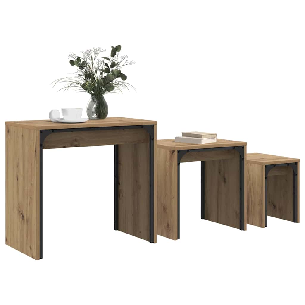 vidaXL Coffee Table 3 pcs Artisan Oak 60 x 35 x 56 cm Engineered wood