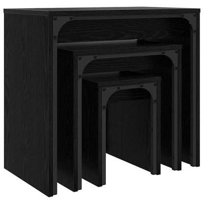 vidaXL Coffee Table 3 pcs Black Oak Engineered wood