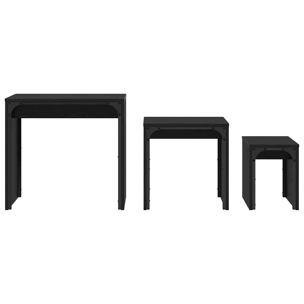 vidaXL Coffee Table 3 pcs Black Oak Engineered wood