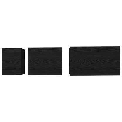 vidaXL Coffee Table 3 pcs Black Oak Engineered wood