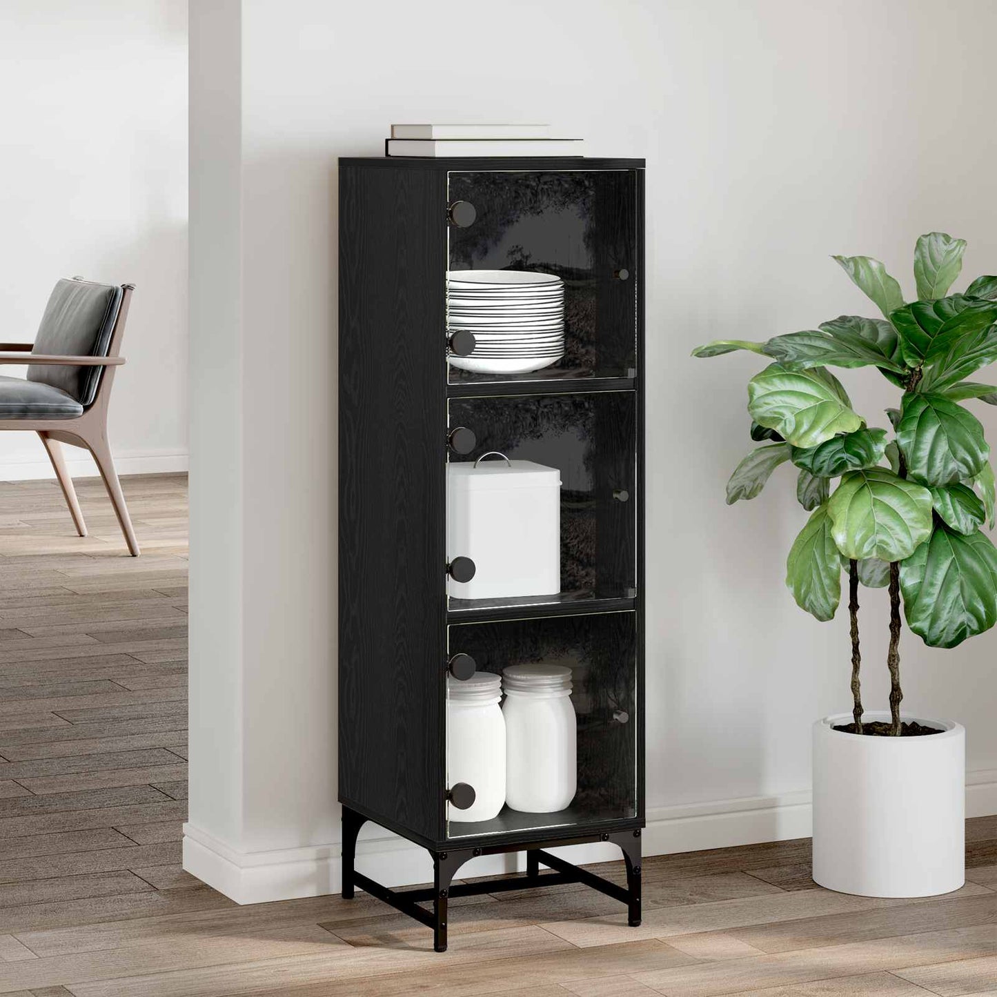 vidaXL Sideboard Black Oak 35 x 37 x 117 cm
