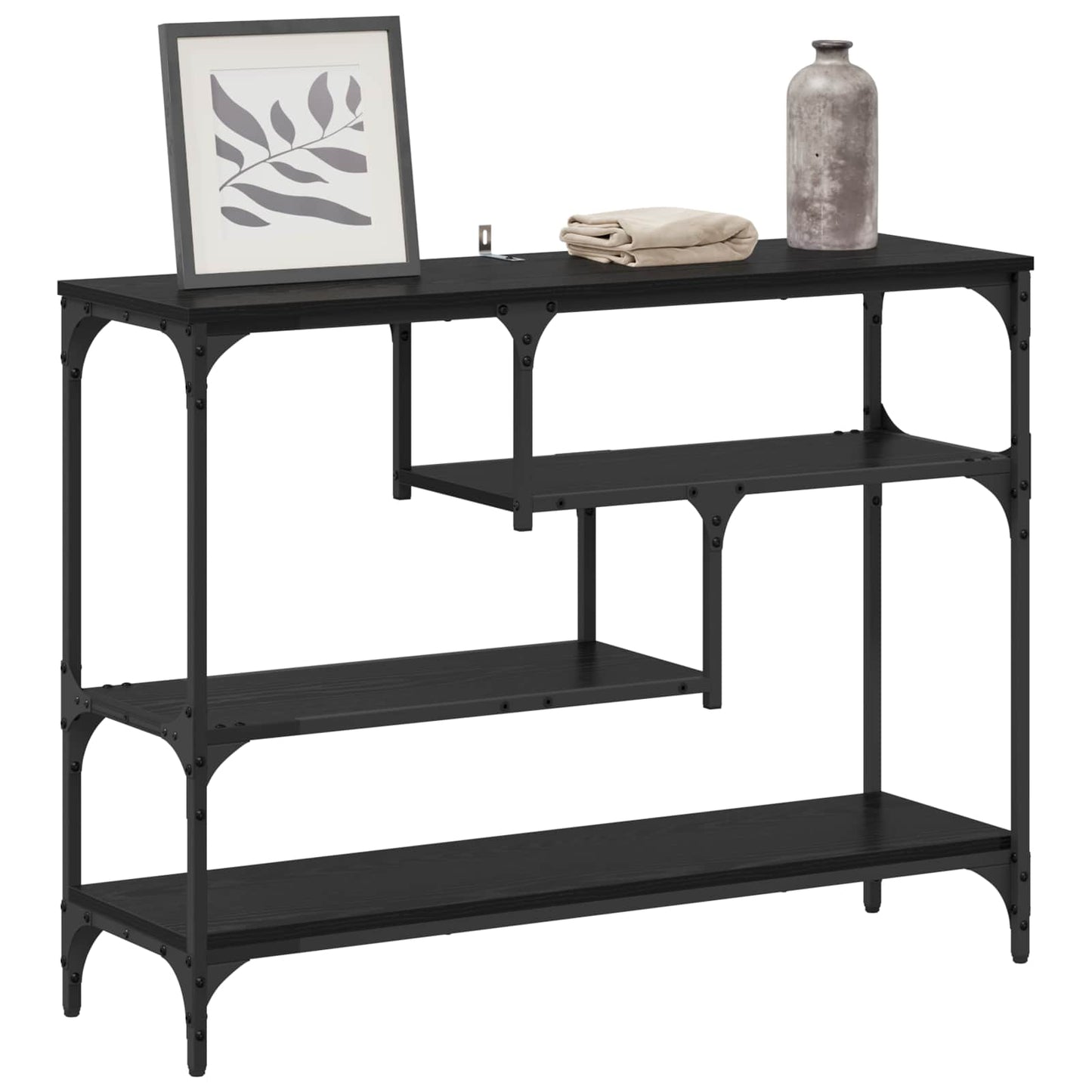 vidaXL Console Table Black Oak 100 x 30 x 75 cm Engineered wood