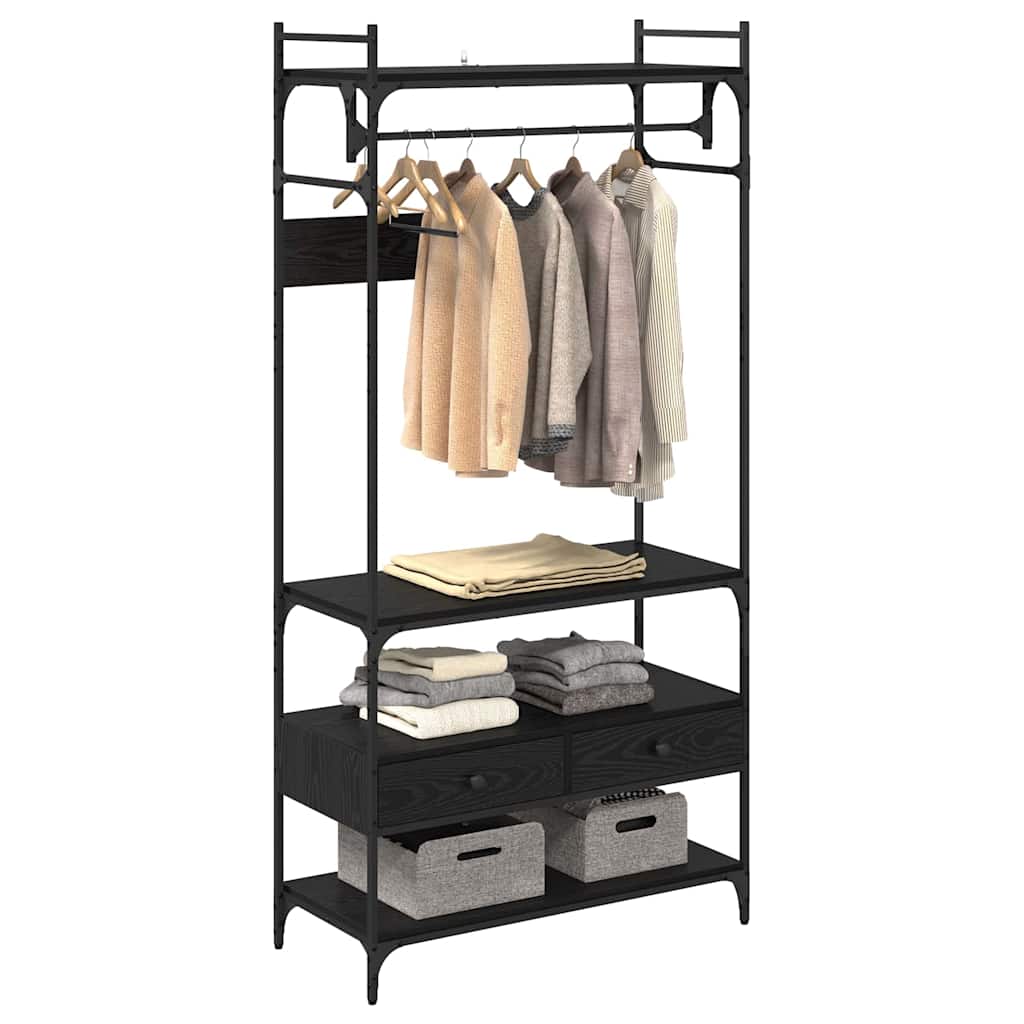 vidaXL Wardrobe Black oak 89 x 39 x 184.5 cm Engineered wood