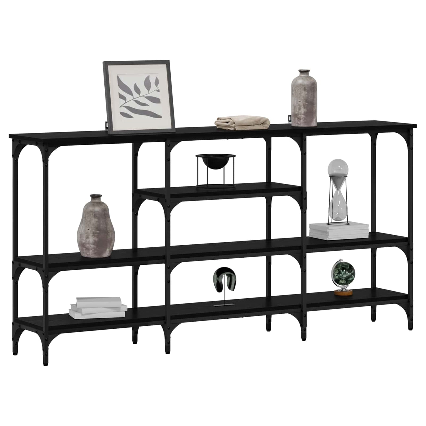 vidaXL Console Table Black oak 160 x 29 x 80 cm Engineered wood