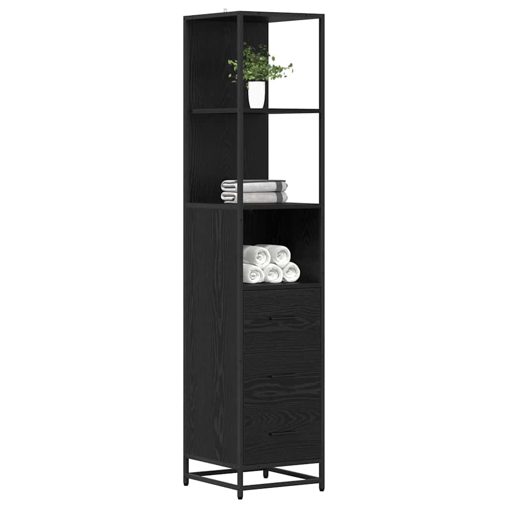 vidaXL Bathroom Furniture Set with Drawer Black Oak 35 x 37.5 x 166 cm