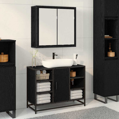 vidaXL Wall Shelf with Shelf Wall-mounted Black Oak 65 x 20 x 60 cm