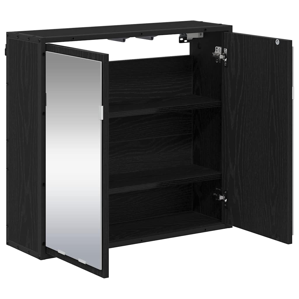 vidaXL Wall Shelf with Shelf Wall-mounted Black Oak 65 x 20 x 60 cm