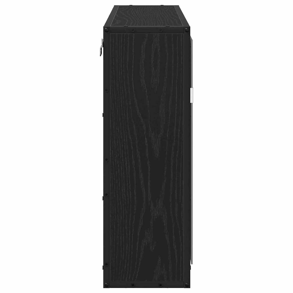 vidaXL Wall Shelf with Shelf Wall-mounted Black Oak 65 x 20 x 60 cm