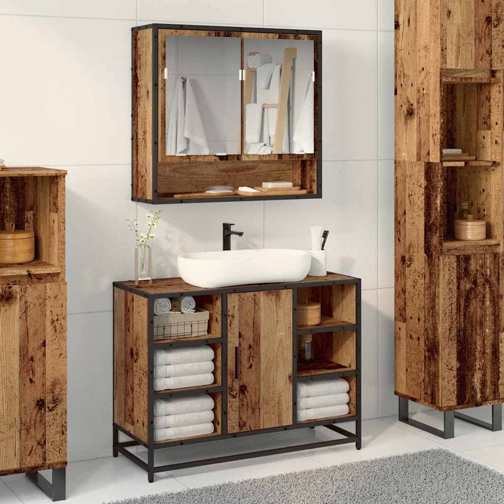 vidaXL Wall Shelf with Shelf Wall-mounted Old Wood 65 x 20 x 60 cm