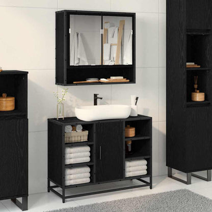 vidaXL Wall Shelf with Shelf Wall-mounted Black Oak 65 x 20 x 60 cm