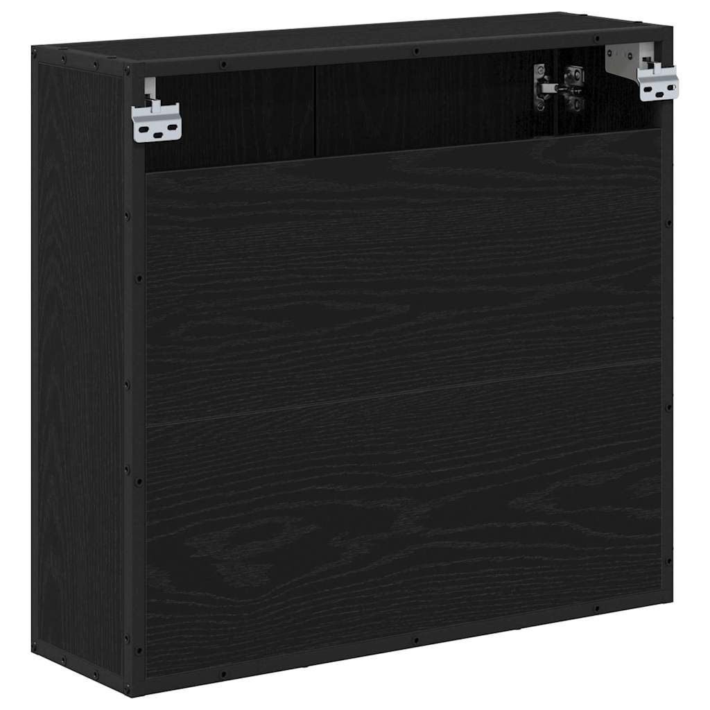 vidaXL Wall Shelf with Shelf Wall-mounted Black Oak 65 x 20 x 60 cm