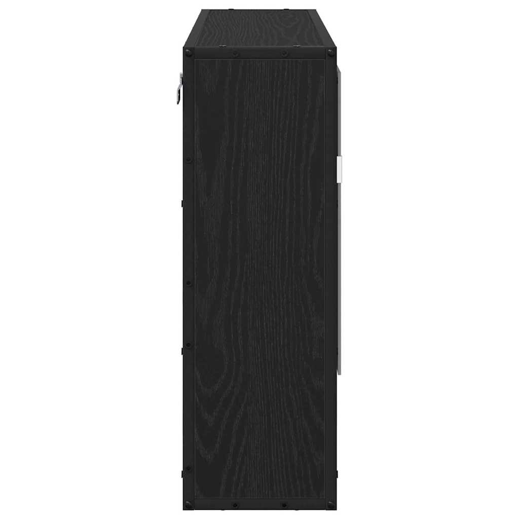 vidaXL Wall Shelf with Shelf Wall-mounted Black Oak 65 x 20 x 60 cm