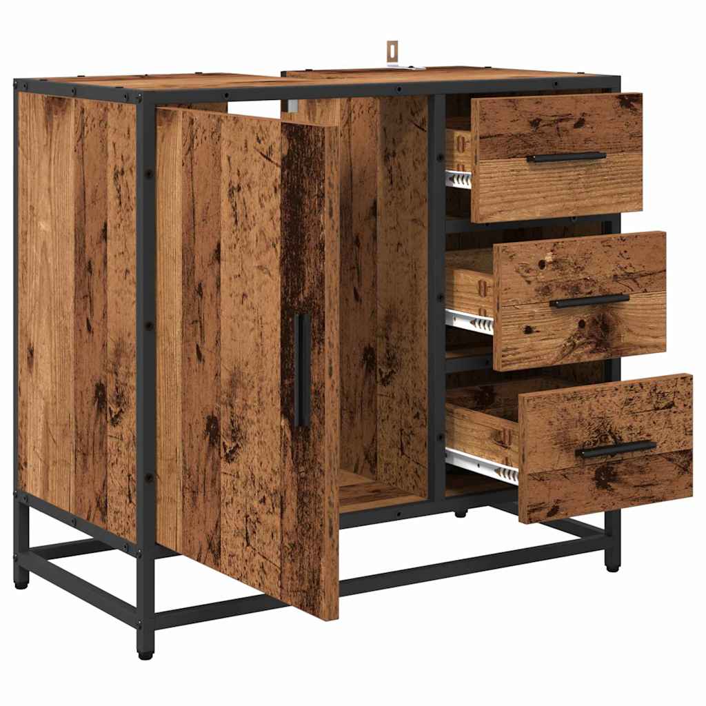 vidaXL Bathroom Cabinet Old Wood 65 x 33 x 60 cm Engineered Wood
