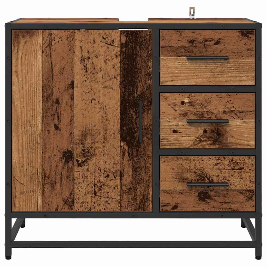 vidaXL Bathroom Cabinet Old Wood 65 x 33 x 60 cm Engineered Wood