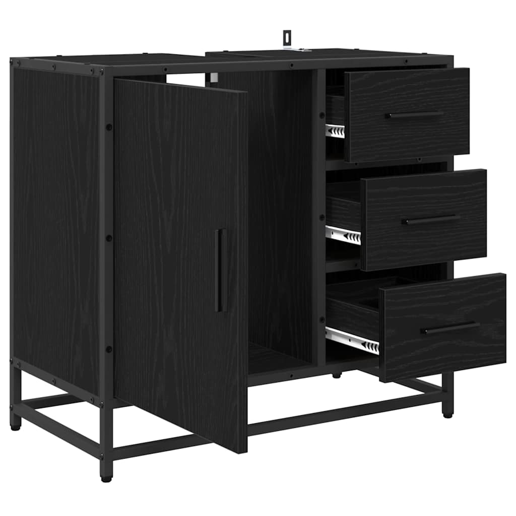 vidaXL Bathroom Cabinet Black Oak 65 x 33 x 60 cm Engineered Wood