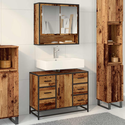 vidaXL Bathroom Cabinet Old Wood 80 x 33 x 60 cm Engineered Wood