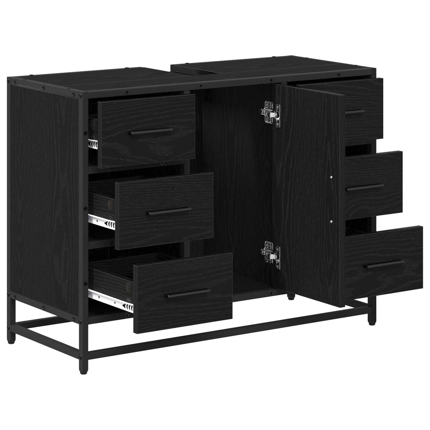 vidaXL Bathroom Cabinet Black Oak 80 x 33 x 60 cm Engineered Wood
