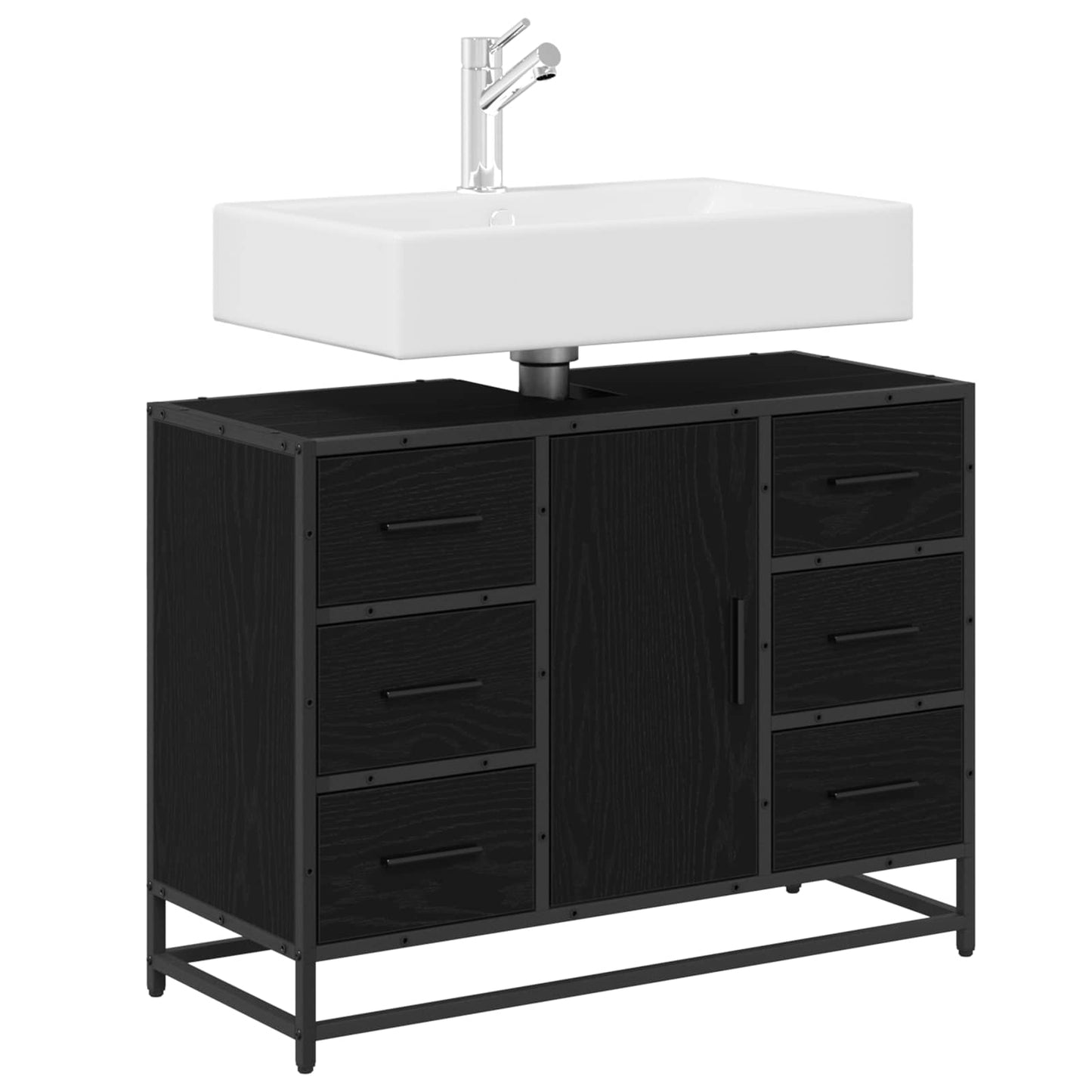 vidaXL Bathroom Cabinet Black Oak 80 x 33 x 60 cm Engineered Wood